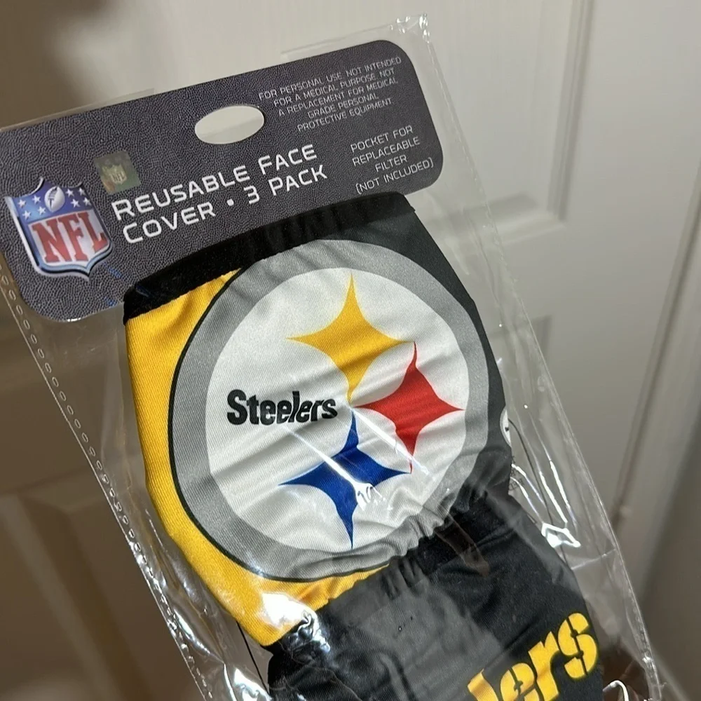 PITTSBURG Steelers NFL Face Mask Covering 3-Pack Licensed GaneDay NWT
